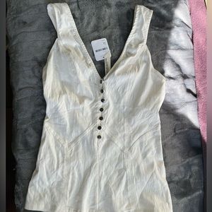 Free People Cream Button-Front Tank Top